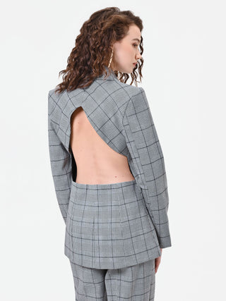 Glencheck-Blazer in Grau