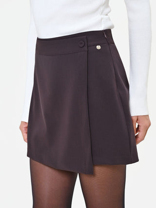 Dark Brown Asymmetric Skort