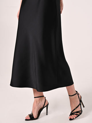 Black Satin Pencil Skirt