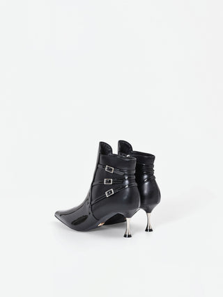 Black Strappy Stiletto Ankle Boot