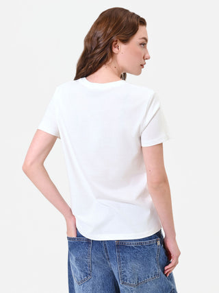 Cream T-Shirt with Laminated Graphic Print