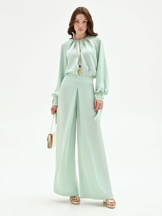 mint green dress pants Mint Green Linen Blend Pants