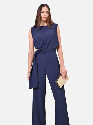 Navy Draped Palazzo Jumpsuit