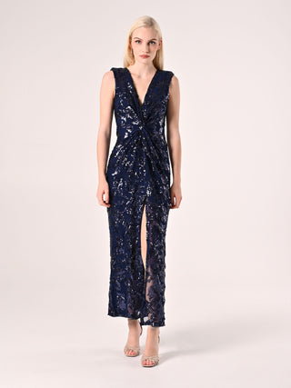 Abito Lungo Paillettes Blu