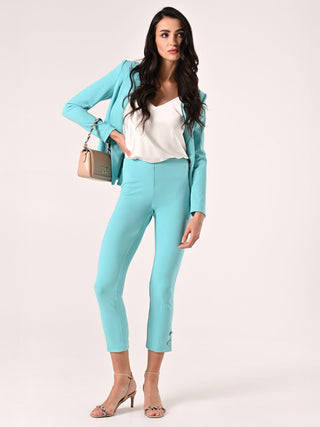 Pantaloni Verde Acqua in Scuba mano Crepe