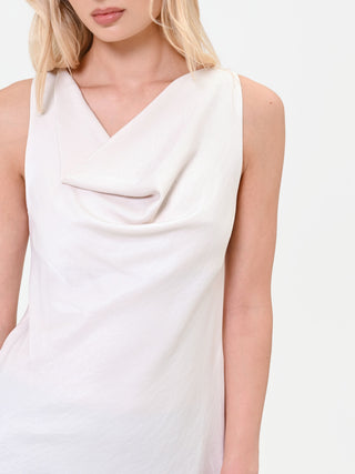 Cream Draped-Neck Tank Top