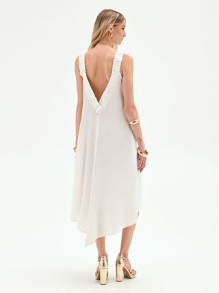 Abito panna bianco con dettaglio schiena scoperta