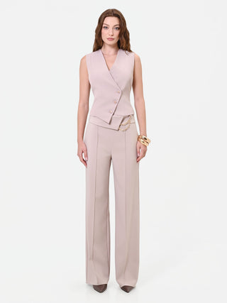 Gilet tortora beige con chiusura asimmetrica