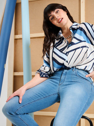 Camicia Curvy Righe Azzurre