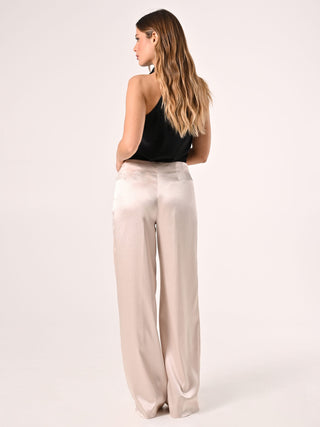 Pantalon en satin structuré beige