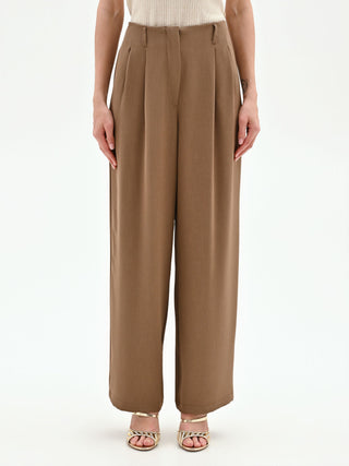 Mud Brown Cady Palazzo Pants