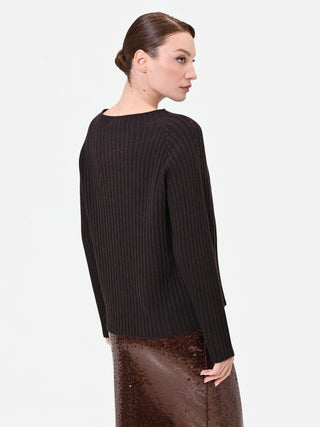 Maglia marrone moro con texture a coste