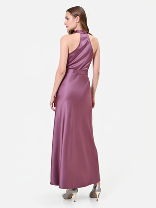 Maxikleid in Altrosa mit Wasserfallausschnitt