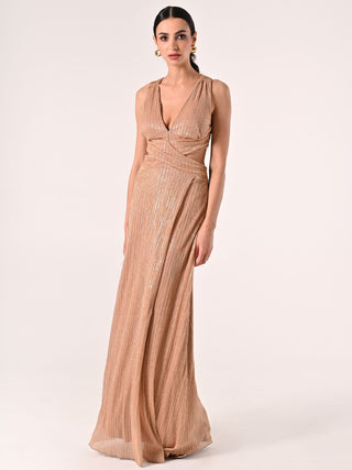 Robe nude avec paillettes et découpes