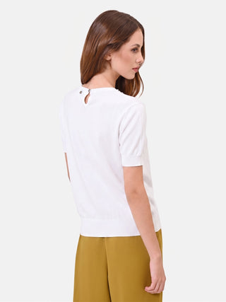 Maglia in misto viscosa con decoro strass