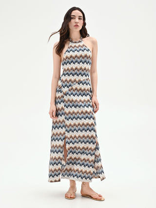 Light Blue Chevron Maxi Dress – Rinascimento