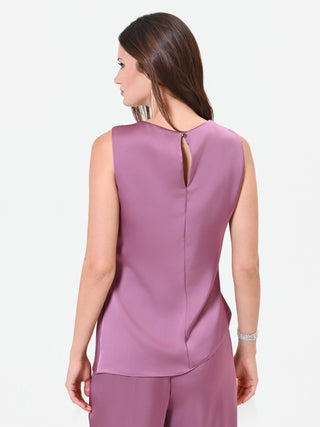 Antique Rose Satin Top with Side Draping