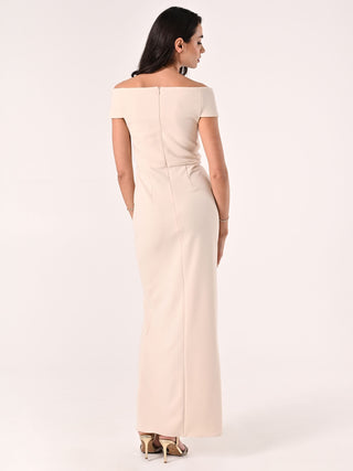 Robe longue beige clair en néoprène