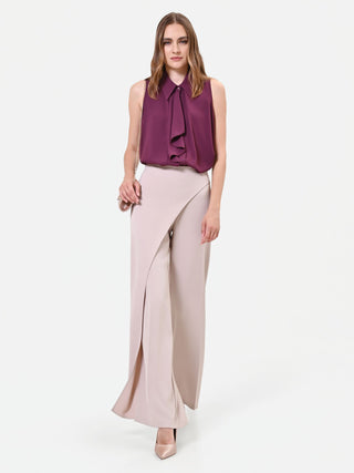 Flowy Asymmetric Trousers in Taupe