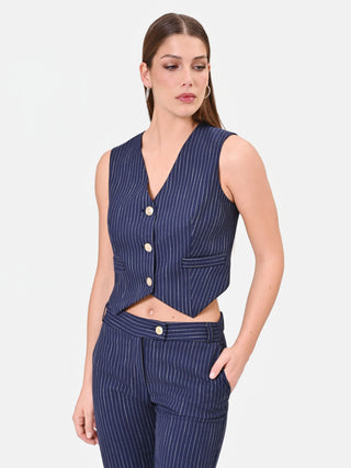 Navy blue pinstripe waistcoat