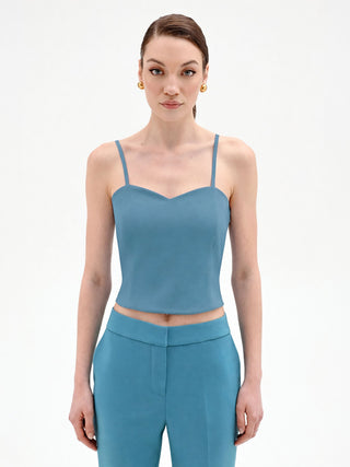 Top blu ottanio stile bustier