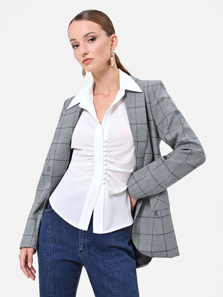 Cremefarbene Georgette-Bluse mit Drapierung