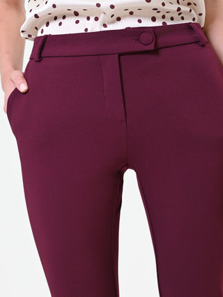 Clean-Lined Burgundy Cigarette Trousers