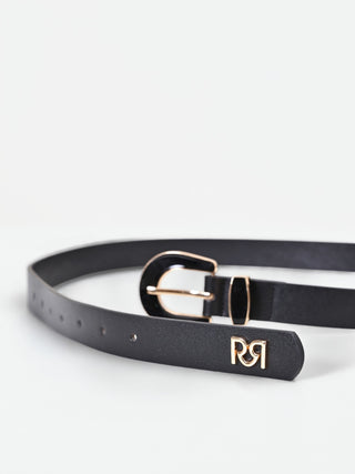 Ceinture noire à boucle dorée