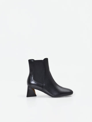 Black Sculptural Heel Ankle Boot