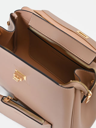 Borsa a mano tortora beige con foulard