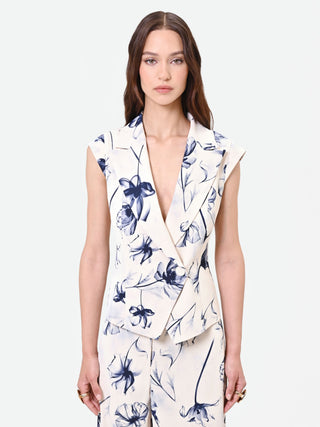 Navy Floral Print Gilet