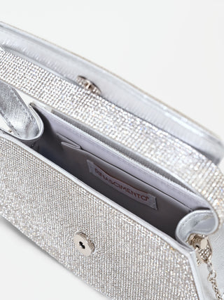 Borsa argento strutturata con strass