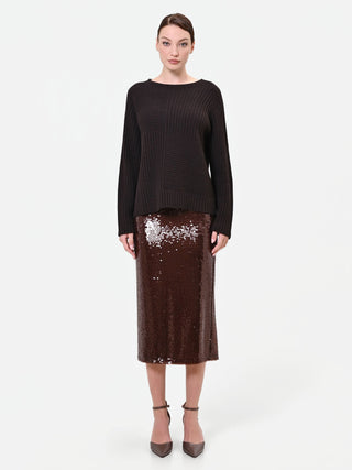 Maglia marrone moro con texture a coste