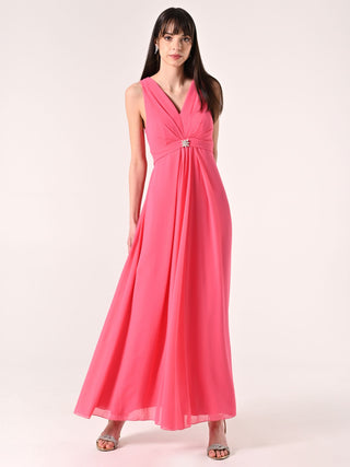 Robe coupe empire en crêpe georgette de couleur rose pâle
