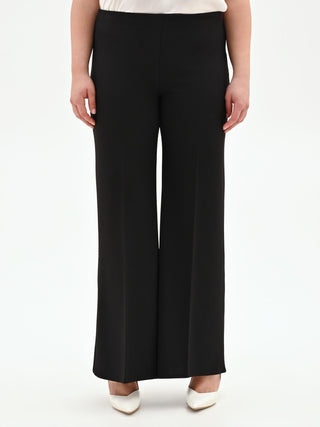 Pantalone Curvy nero a palazzo in scuba crèpe