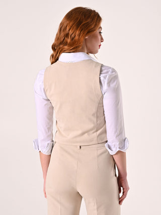 Gilet Beige in Tessuto Operato