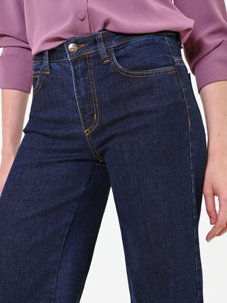 Pantaloni jeans blu navy a palazzo