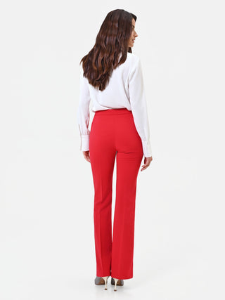 Pantalone Flared Rosso in Tessuto Tecnico