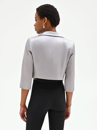Silver Satin Cropped Jacket