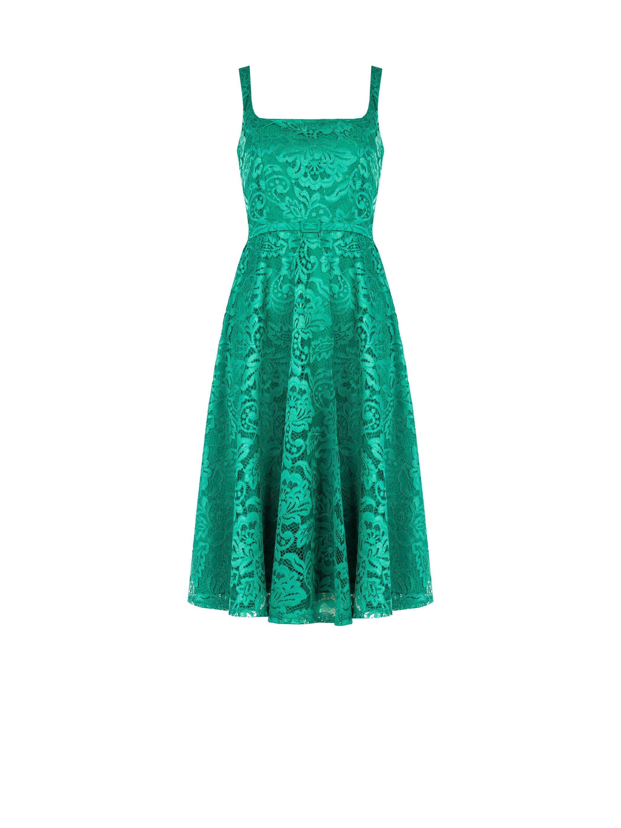 Meadow Green Macramé Lace Midi Dress – Rinascimento