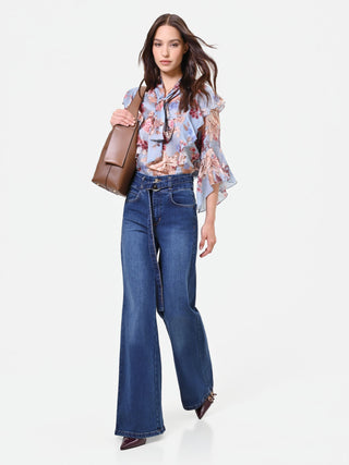 High-Waist Wide-Leg Jeans with Belt