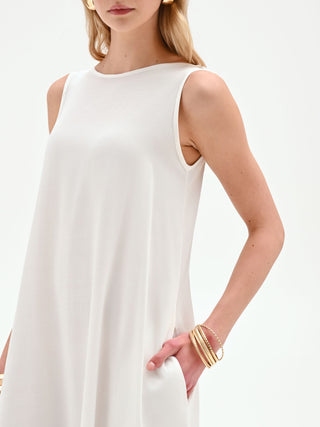 Abito panna bianco con dettaglio schiena scoperta