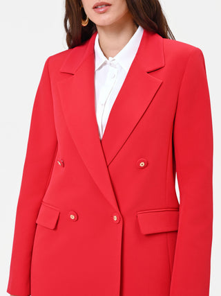 Red Double-Breasted Jacket with Gold Buttons