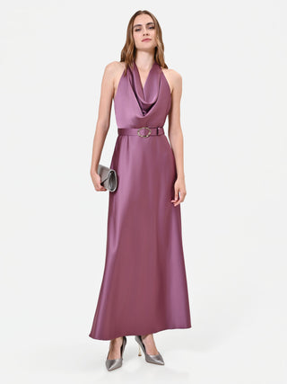 Maxikleid in Altrosa mit Wasserfallausschnitt