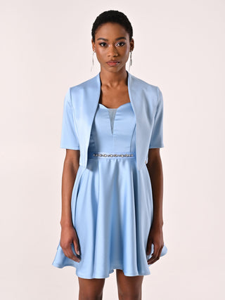 Light Blue Shrug in Structured Satin