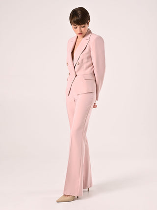 Flared Trousers in Pale Pink Technical Fabric