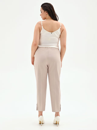 Pantalone Curvy tortora beige in tessuto tecnico