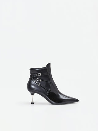 Black Strappy Stiletto Ankle Boot