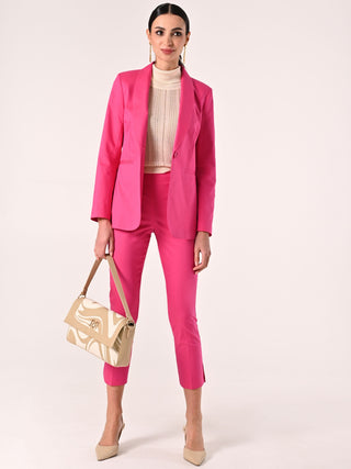 Pantaloni Skinny in Cotone Fuxia