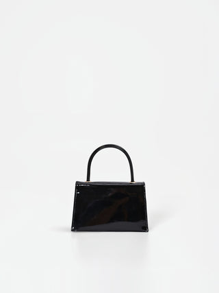 Bolso de mano negro efecto charol brillante